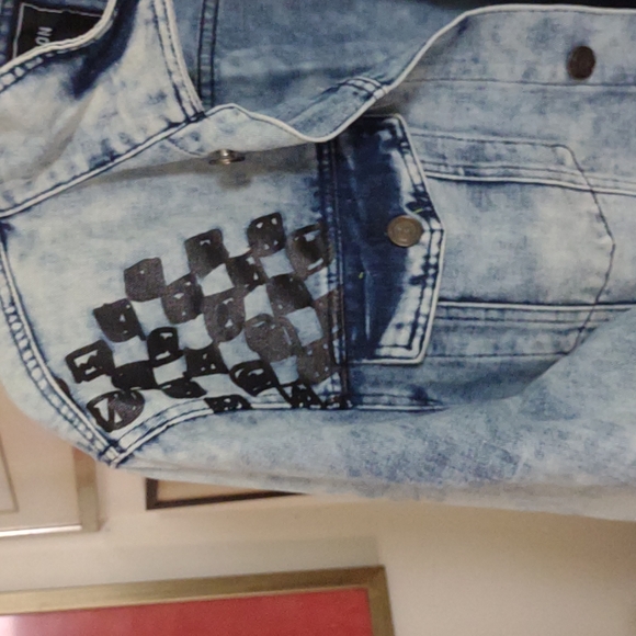 NWT Mens graphic denim jacket sz xxl - Picture 6 of 8